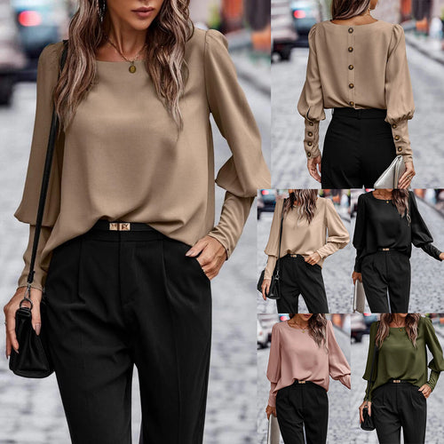 Damen Elegantes Oberteil mit Puffärmeln und sanftem Schnitt EB