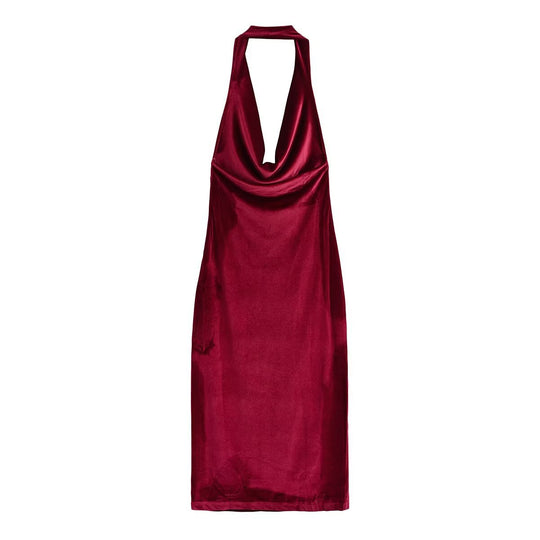Damen elegantes Maxikleid mit tiefem V-Ausschnitt und fließendem Satin-Finish EB