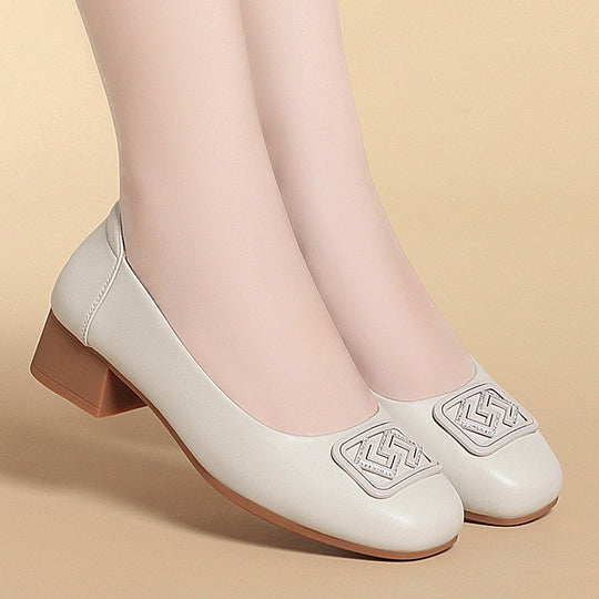 Damen Elegante Ballerinas mit modischem Schmuckdetail und bequemem Blockabsatz EB