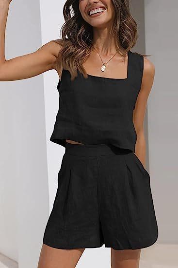 Damen Leichte Sommerbluse und Shorts Set EB