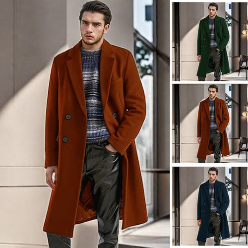Herren eleganter Doppelreihiger Wollmantel EB