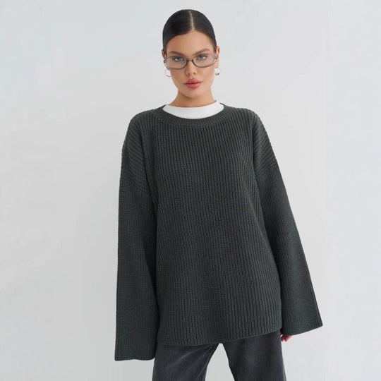 Damen Oversized Strickpullover mit strukturiertem Design und lässigem Schnitt EB