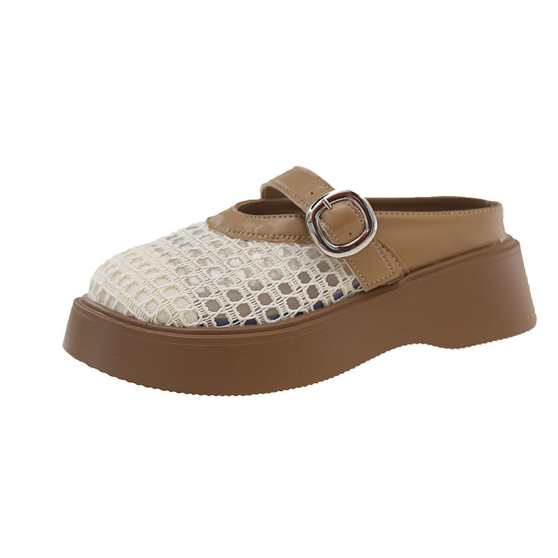 Damen Komfortable Clogs mit trendy Netzdesign und modischer Schnalle EB