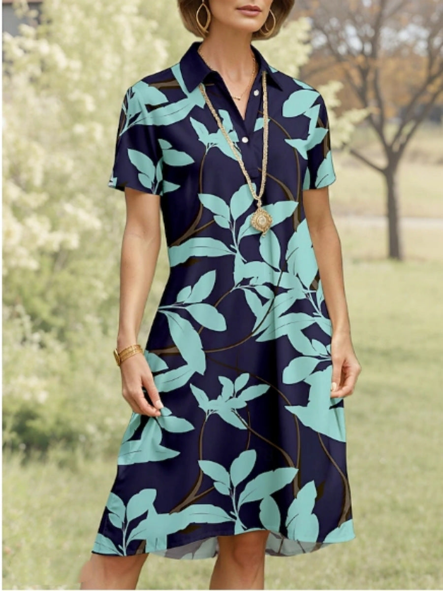 Damen Polo-Kleid mit floralem Design und komfortablem Schnitt EB