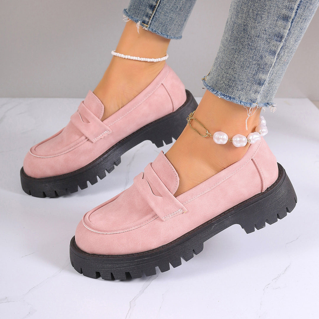 Damen nan Plateau-Loafer mit Profilsohle und Velourslederoptik EB