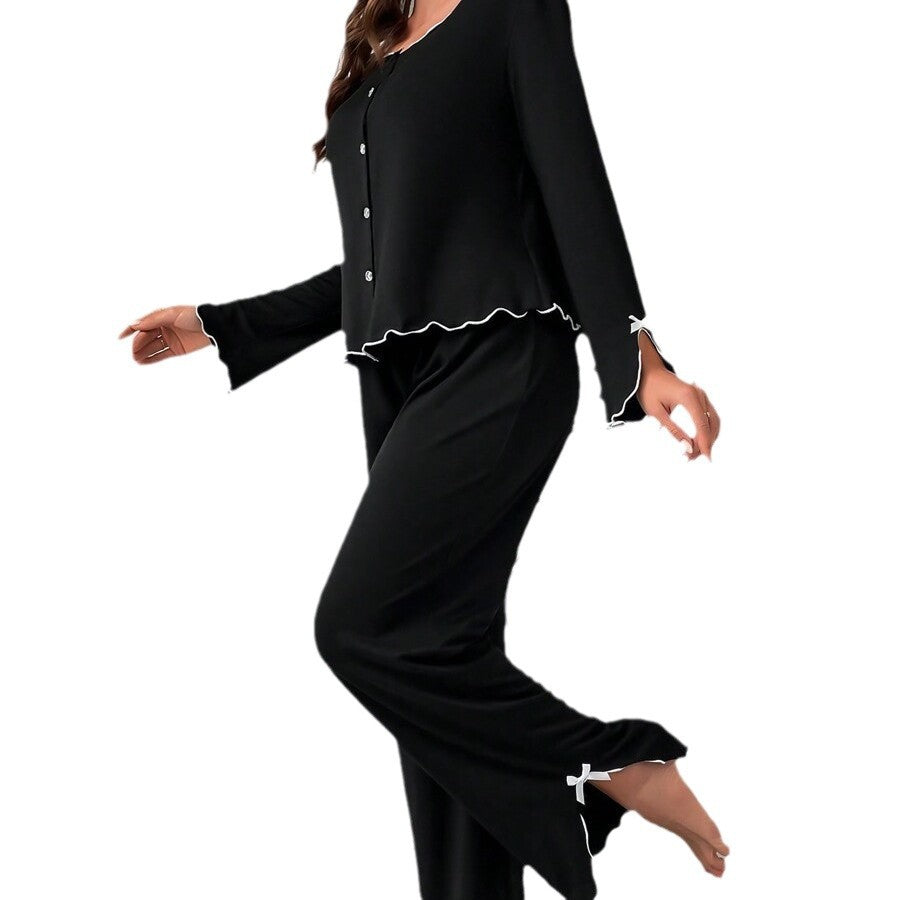 Damen Schlafanzug-Set mit eleganten Spitzenverzierungen EB