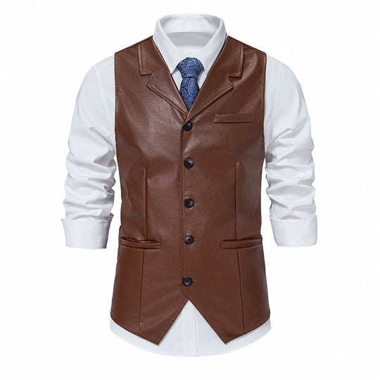 Herren elegante Kunstlederweste EB