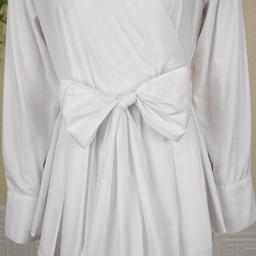 Damen Wickelbluse mit asymmetrischem Schnitt und dekorativem Schleifen-Detail EB