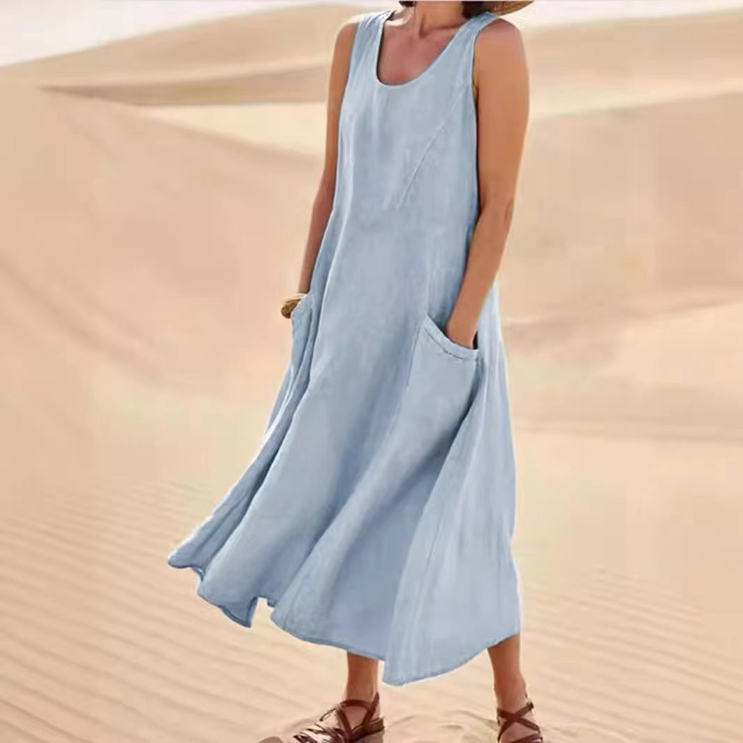Damen Sommerliches Maxi-Kleid mit praktischen Taschen und lässigem Schnitt EB