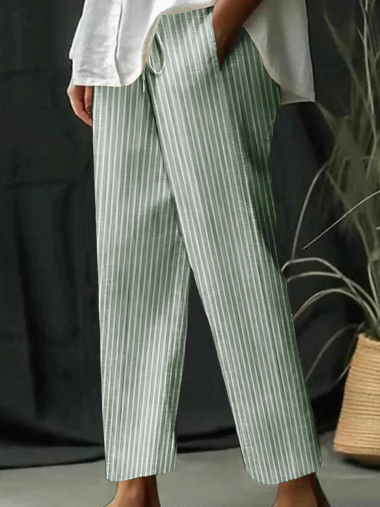 Damen Freizeithose mit gestreiftem Design und komfortablem Bund EB
