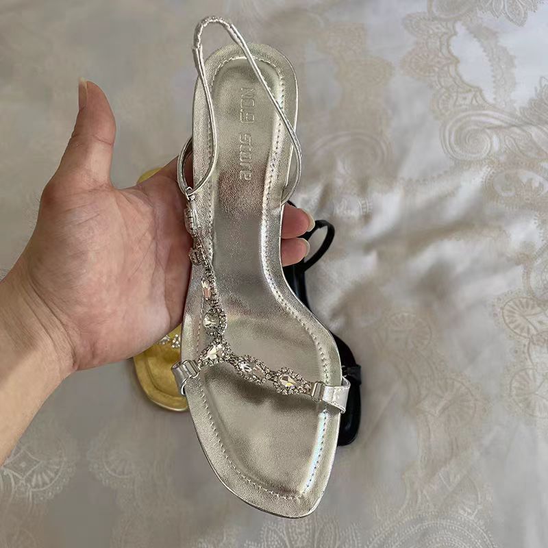 Damen elegante Hochhackige Sandalen mit Strassverzierungen EB