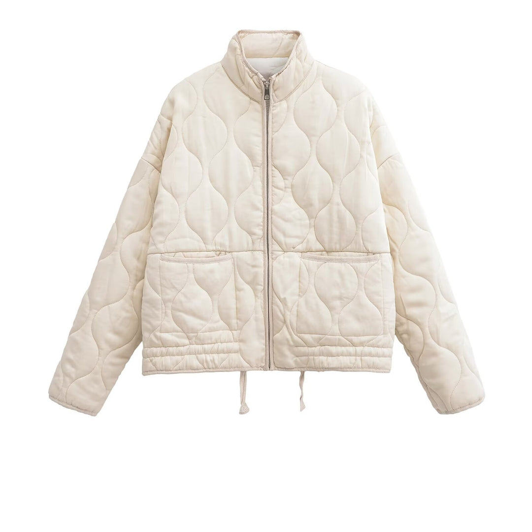 Damen gesteppte Übergangsjacke mit hohem Kragen und praktischen Taschen EB