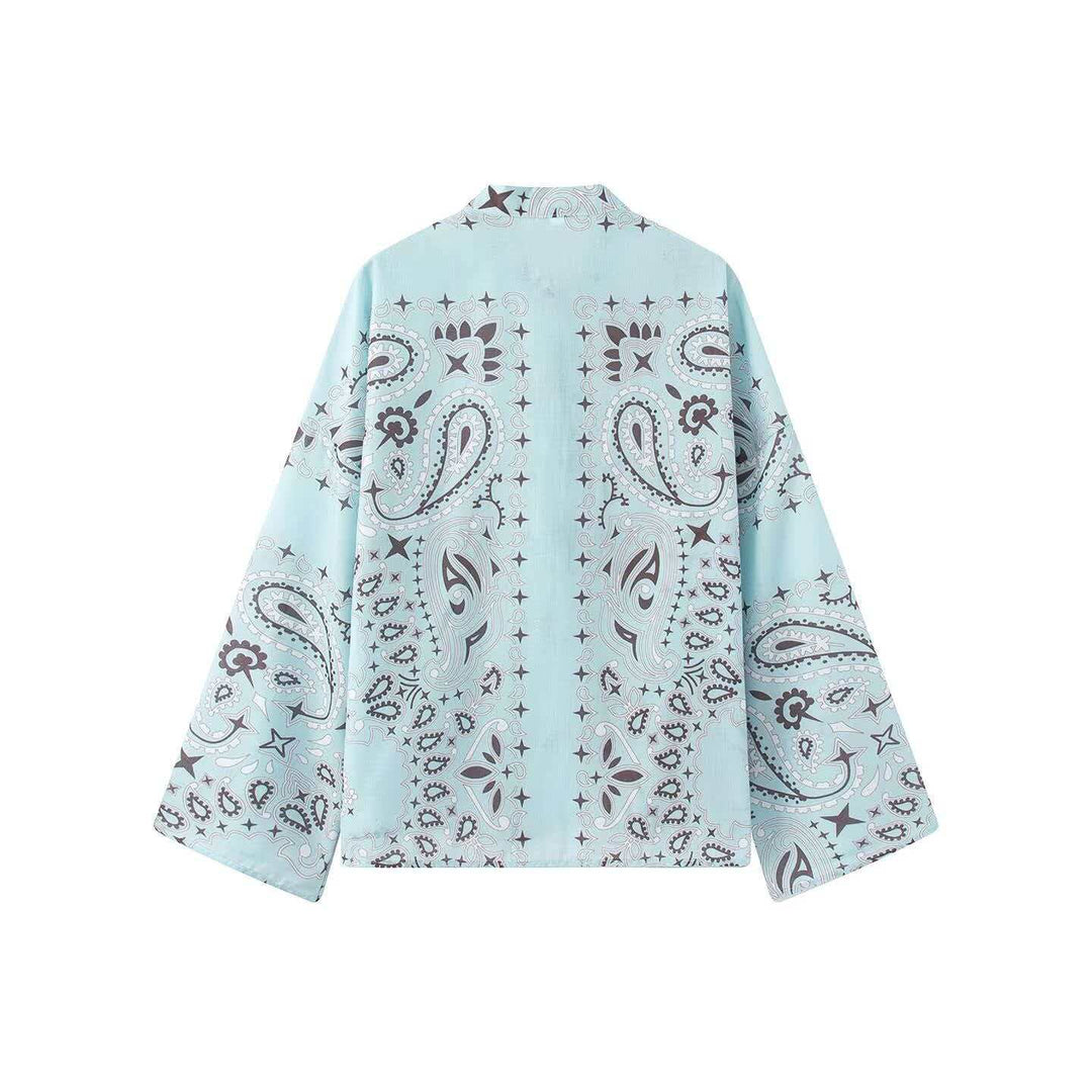 Damen nan weit geschnittene Palazzo-Hose mit Paisley-Print und elastischem Bund EB