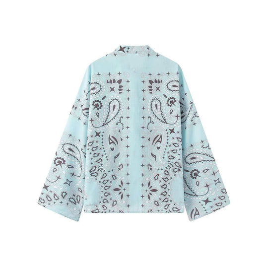 Damen nan weit geschnittene Palazzo-Hose mit Paisley-Print und elastischem Bund EB