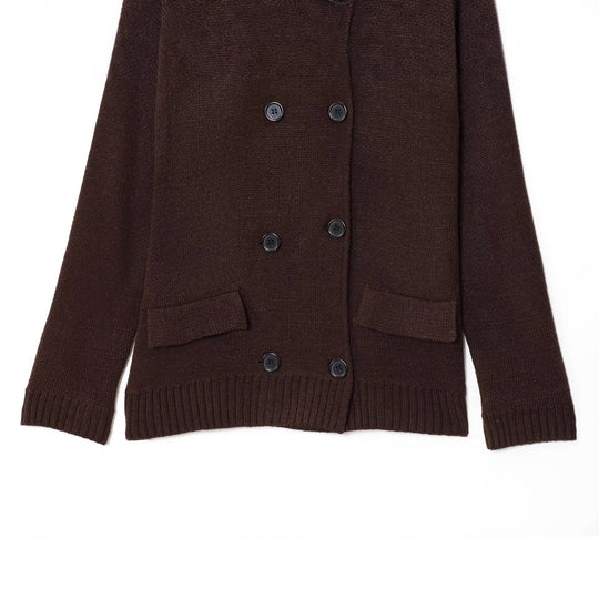 Damen elegante Strickjacke mit doppelter Knopfleiste und praktischen Taschen EB