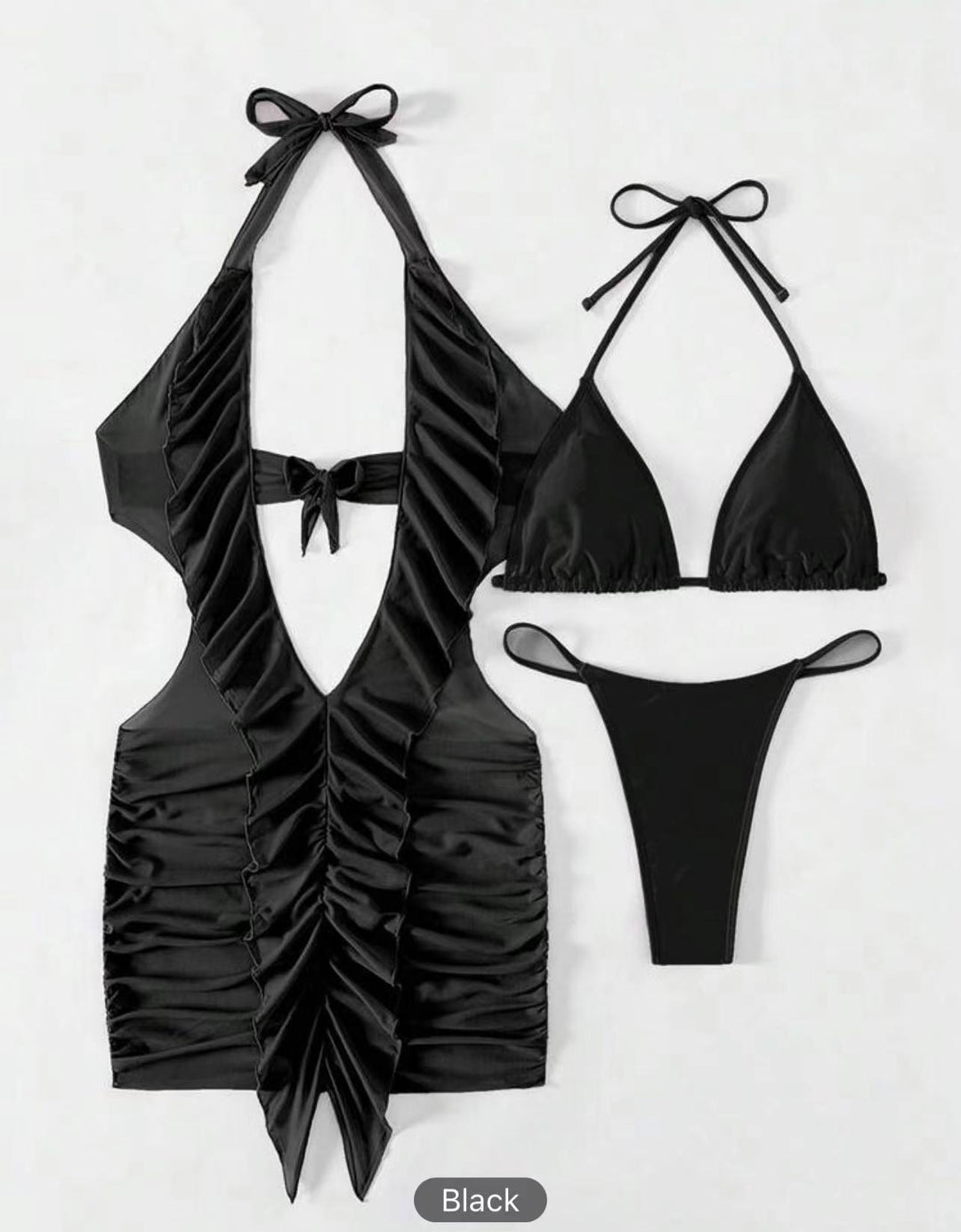 Damen Bikini-Set mit raffiniertem Rüschendesign und verstellbaren Trägern EB