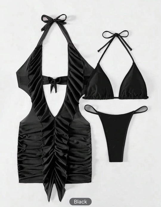 Damen Bikini-Set mit raffiniertem Rüschendesign und verstellbaren Trägern EB
