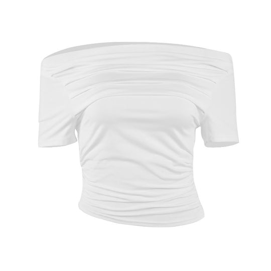 Damen figurbetontes Oberteil mit Off-Shoulder Design und Raffung EB