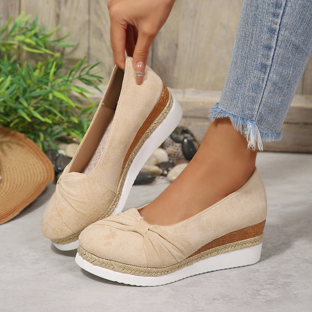 Damen Wedge-Pantoletten mit dekorativem Knoten EB