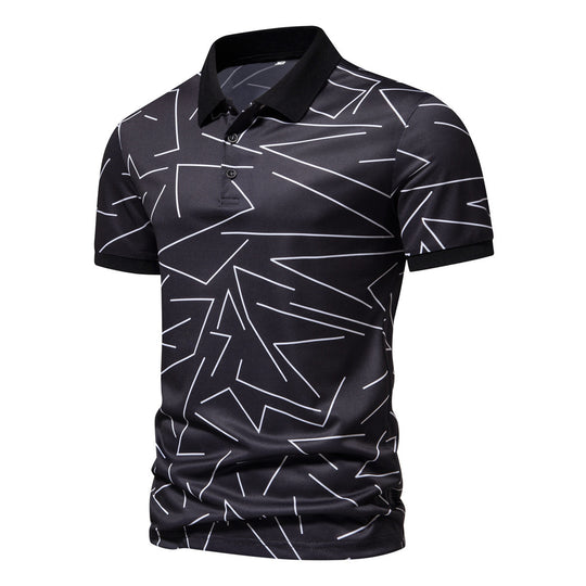 Herren Poloshirt mit modernem geometrischem Muster und atmungsaktiven Eigenschaften EB