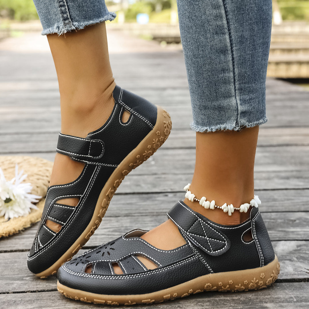 Damen Komfortable und atmungsaktive Sandaletten mit verstellbarem Klettverschluss EB