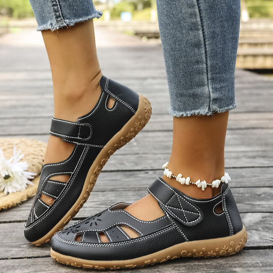 Damen Komfortable und atmungsaktive Sandaletten mit verstellbarem Klettverschluss EB