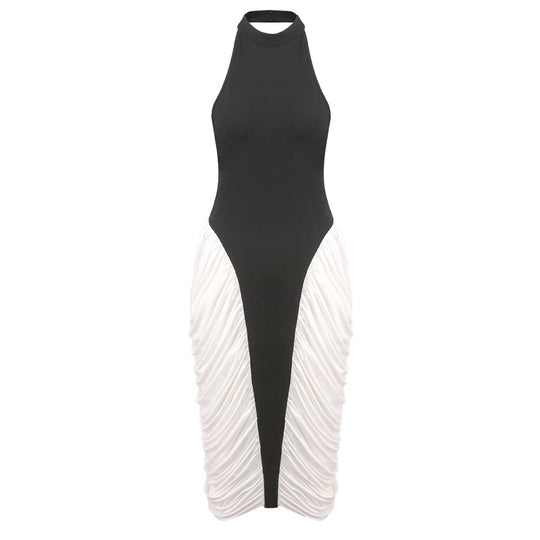 Damen Elegantes Kleid mit Stehkragen und Rüschenverlauf EB