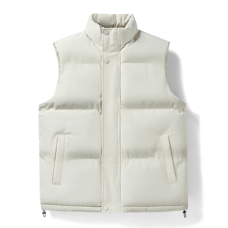 Herren warme gesteppte Outdoor-Weste mit hohem Stehkragen, verdeckter Druckknopfleiste und verstellbarem Saum EB