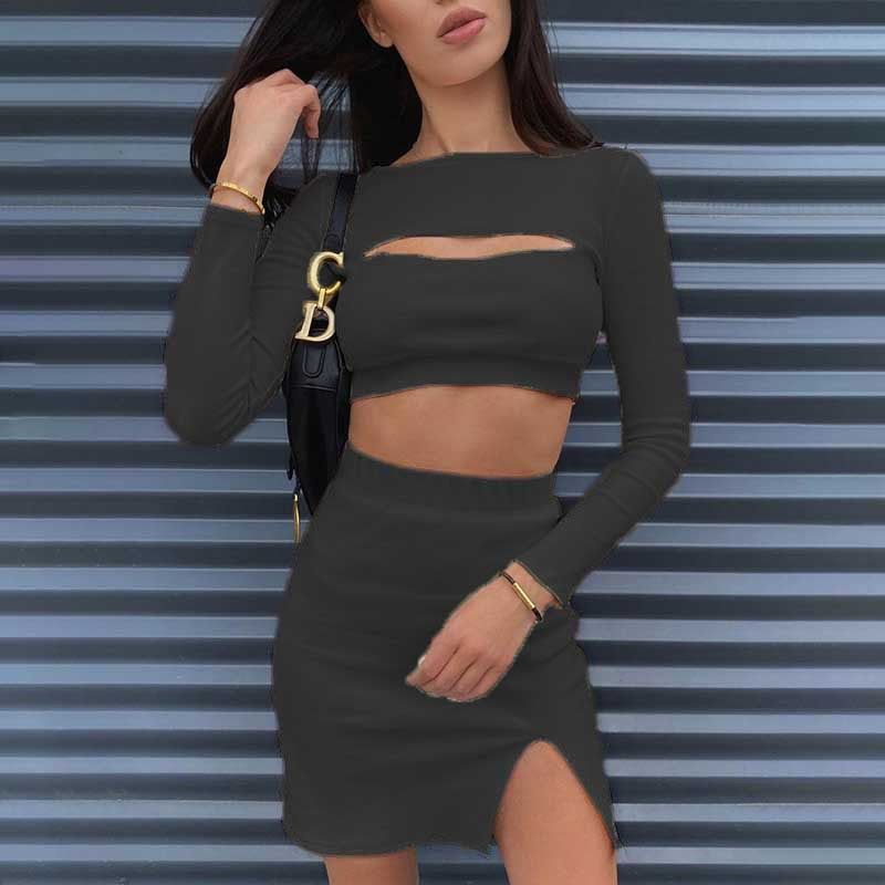 Damen Zweiteiler mit crop-top und Minirock EB