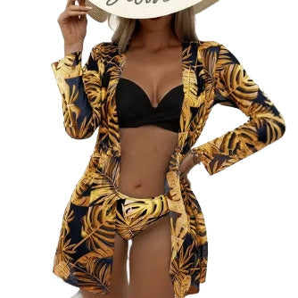 Damen geraffte Strandüberjacke mit floralem Muster EB