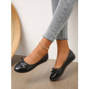 Damen Ballerinas mit eleganter Farbblockgestaltung und zartem Schleifen-Detail EB