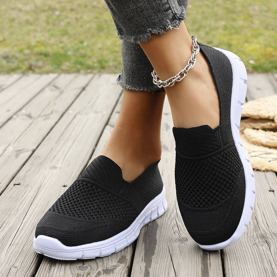 Damen Atmungsaktive Slip-On Sneakers mit elastischem Einsatz EB
