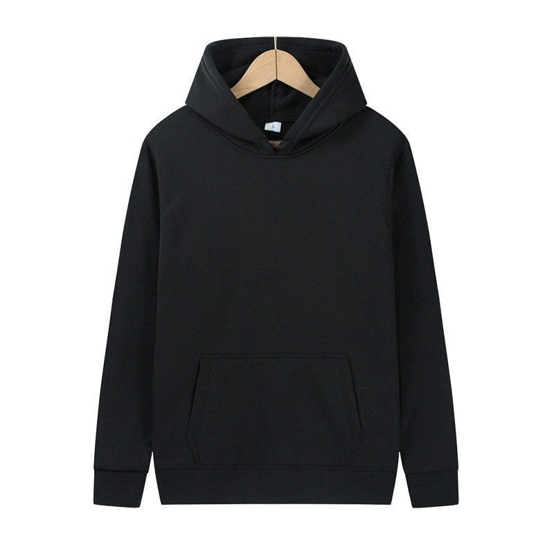 Unisex minimalistischer Kapuzenpullover ohne Reißverschluss mit innen angerautem French-Terry und integrierter Kängurutasche EB