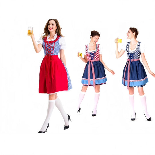 Damen Dirndlkleid mit traditionellen Karomustern und eleganter Schürze EB