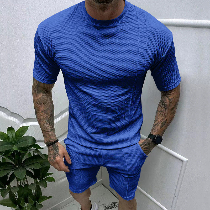 Herren Sportliches Kurzarm-Set mit innovativem Texturdesign und praktischen Eingrifftaschen EB