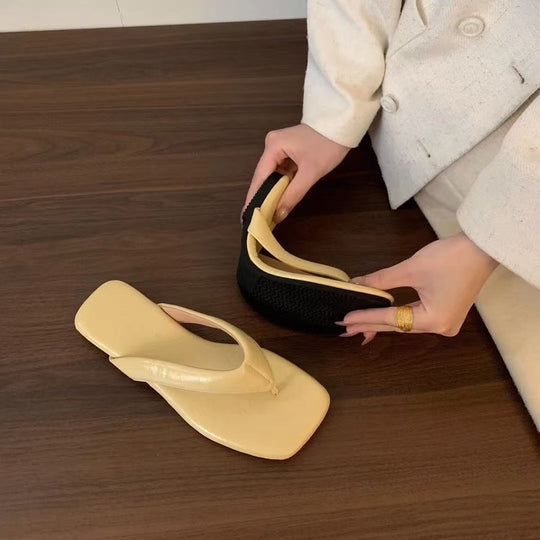 Damen modische Zehentrenner-Pantoletten mit ergonomischem Fußbett und elegantem Design EB