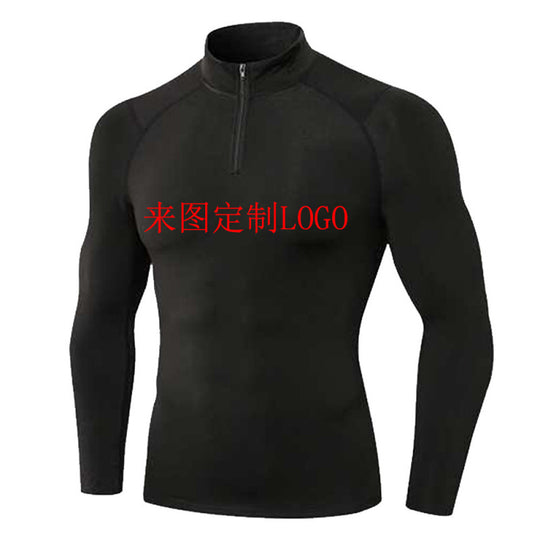 Herren nan eng anliegendes Kompressionsshirt mit kurzem Reißverschluss und langen Ärmeln EB