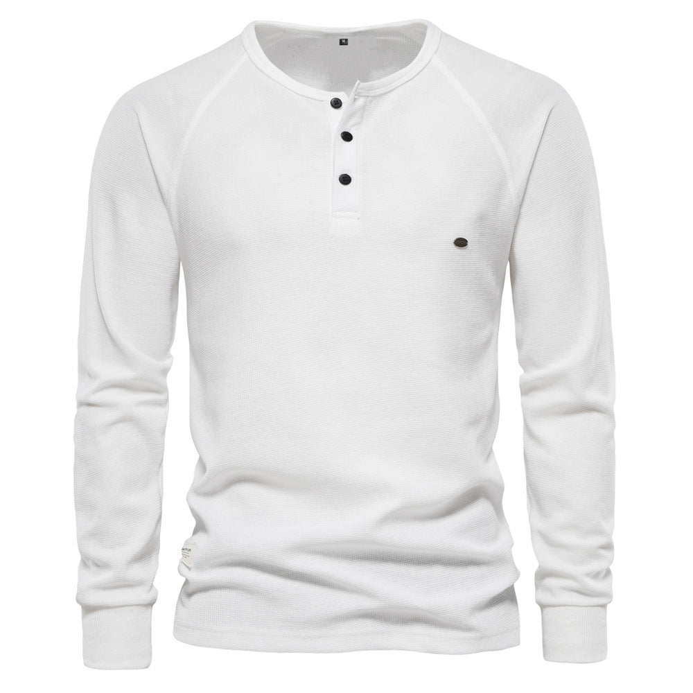 Herren Langarm-Henley-Shirt mit strukturierter Oberfläche und modischer Knopfleiste EB