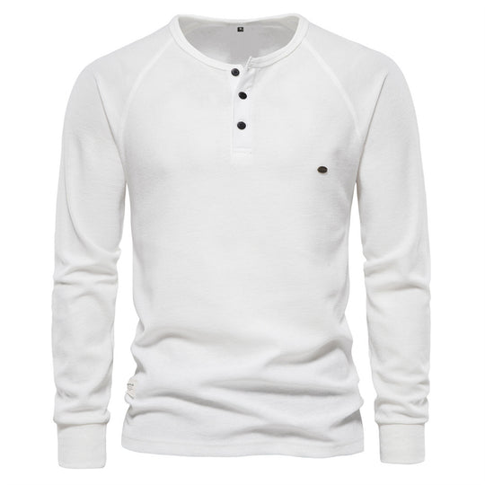 Herren Langarm-Henley-Shirt mit strukturierter Oberfläche und modischer Knopfleiste EB
