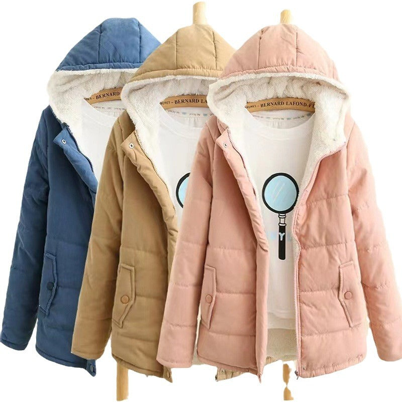 Damen gesteppte Winterjacke mit Kapuze und warmem Innenfutter EB