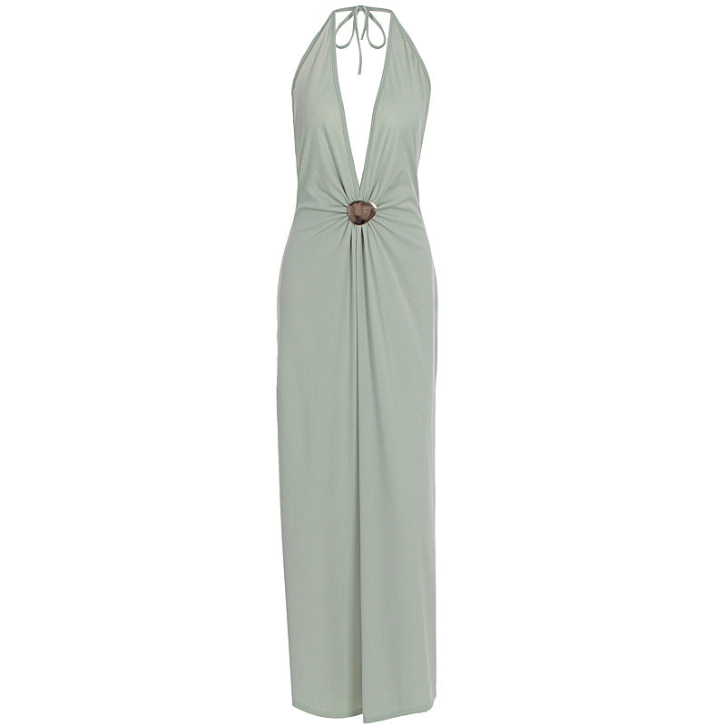Damen Elegantes Wickelkleid mit tiefer V-Ausschnitt und raffiniertem Gürtel EB