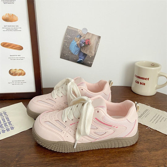 Damen Sportliche Sneaker mit atmungsaktiven Mesh-Einsätzen und elastischen Schnürsenkeln EB