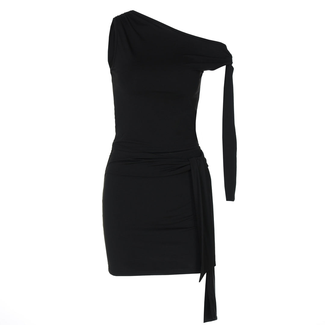 Damen One-Shoulder Mini-Kleid mit Raffung und elegantem Detail EB