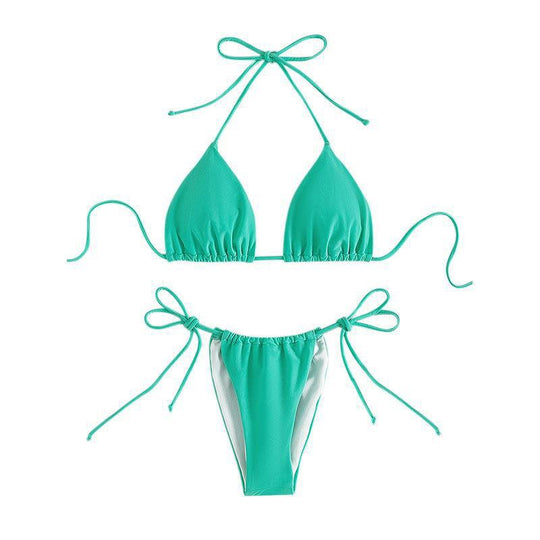 Damen Triangel-Bikini mit verstellbaren Bindebändern und nahtlosem Design EB