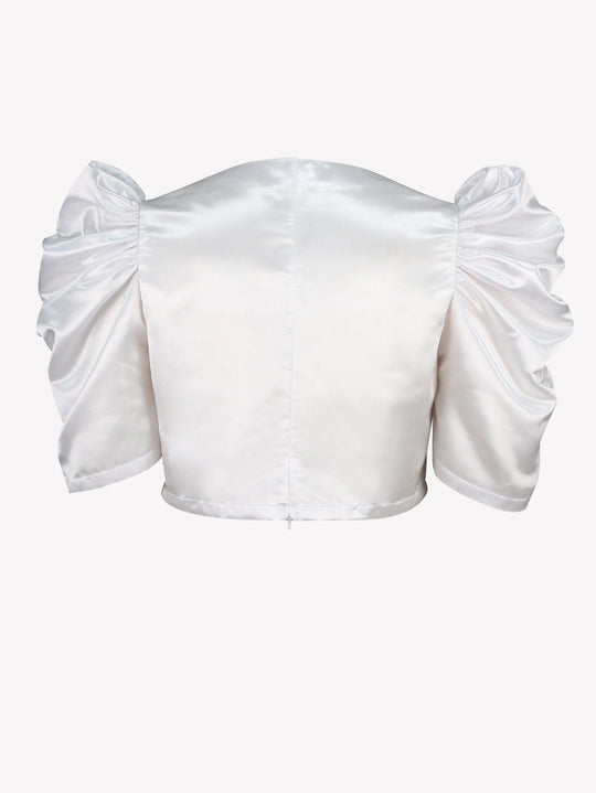 Damen elegantes Kurzarmtop mit voluminösen Puffärmeln EB