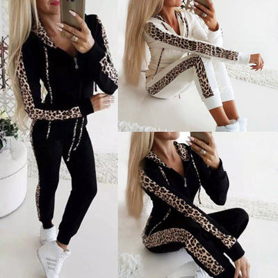 Damen Sportanzug mit modischem Leopardenmuster EB