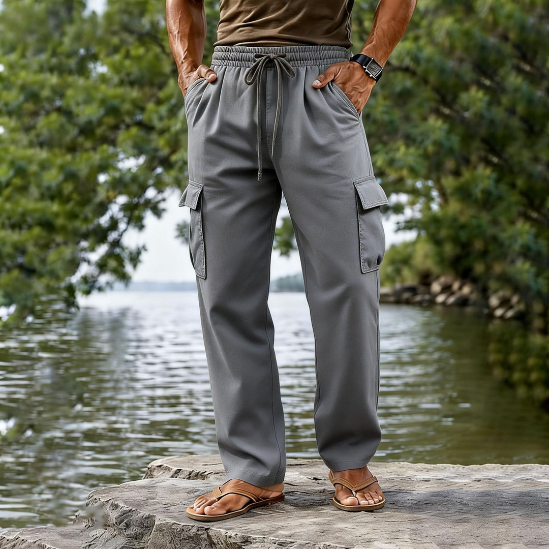 Herren nan leichte Cargo-Freizeithose mit elastischem Tunnelzugbund und geradem Bein EB