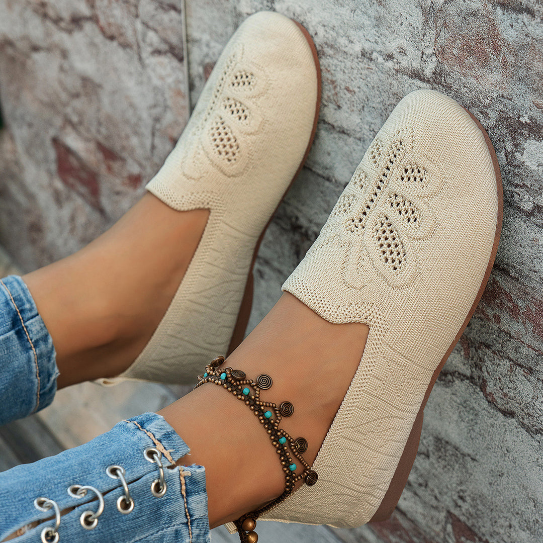 Damen Atmungsaktive Slip-On Ballerinas mit floralem Design EB