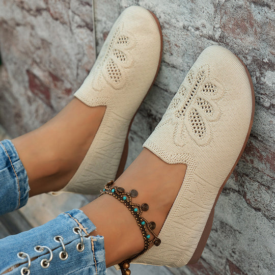 Damen Atmungsaktive Slip-On Ballerinas mit floralem Design EB