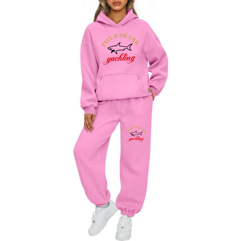 Damen nan oversized Hoodie und Jogginghose Set mit Kapuze Kängurutasche und gerippten Bündchen EB